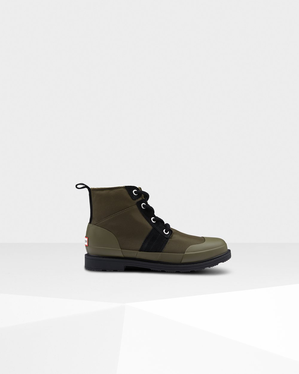 Hunter Original Insulated Ankle Commando Boots - Shop Mens Black/Olive - QMYZKX568